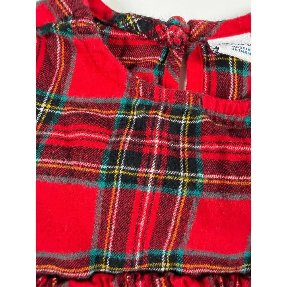 Old Navy Red Plaid Flannel Long Sleeve Holiday Dress Size 12–18 Months